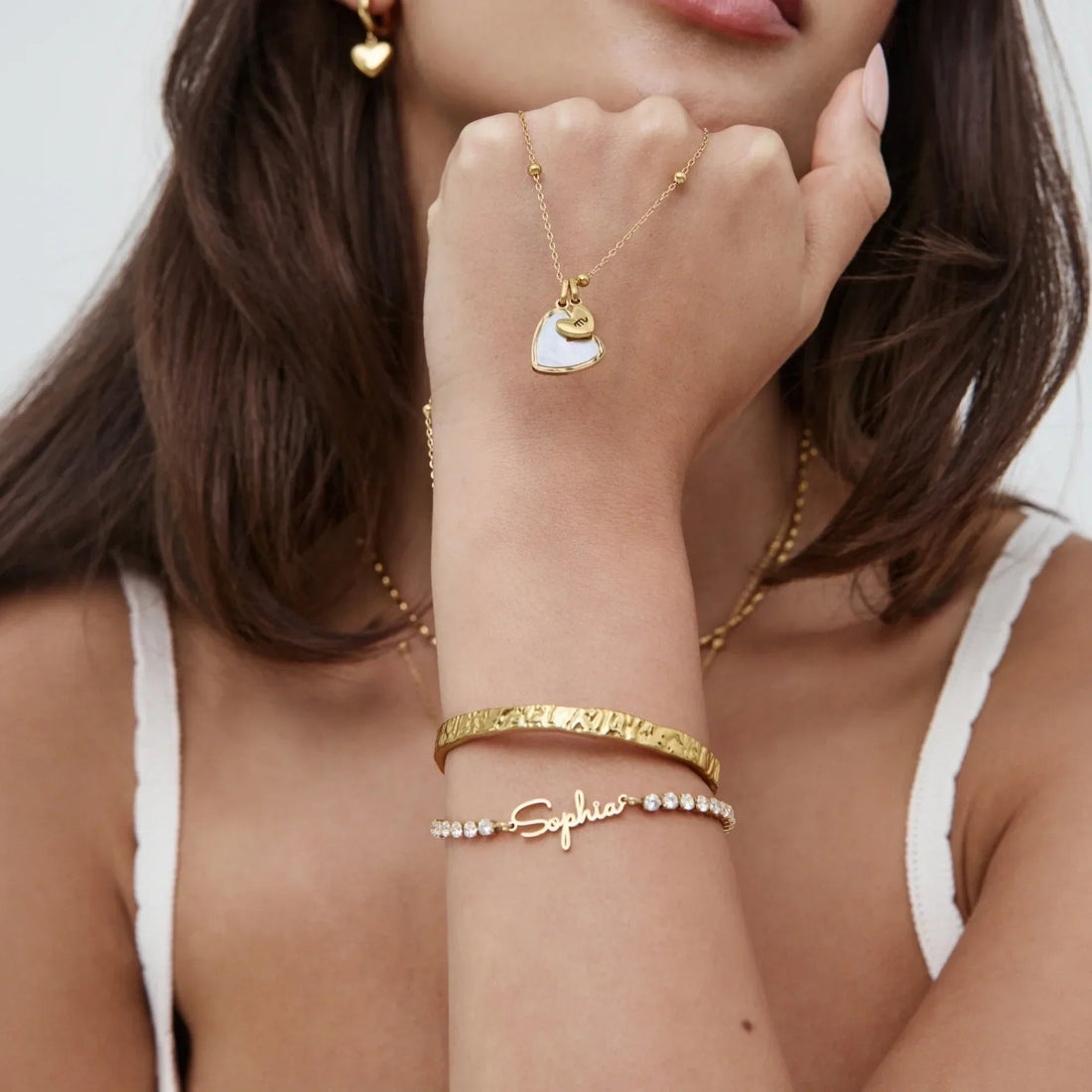 Duo Heart Necklace with Initial