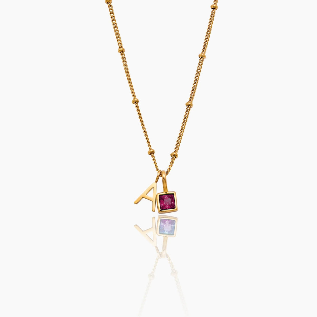 Initial Necklace with Gemstone