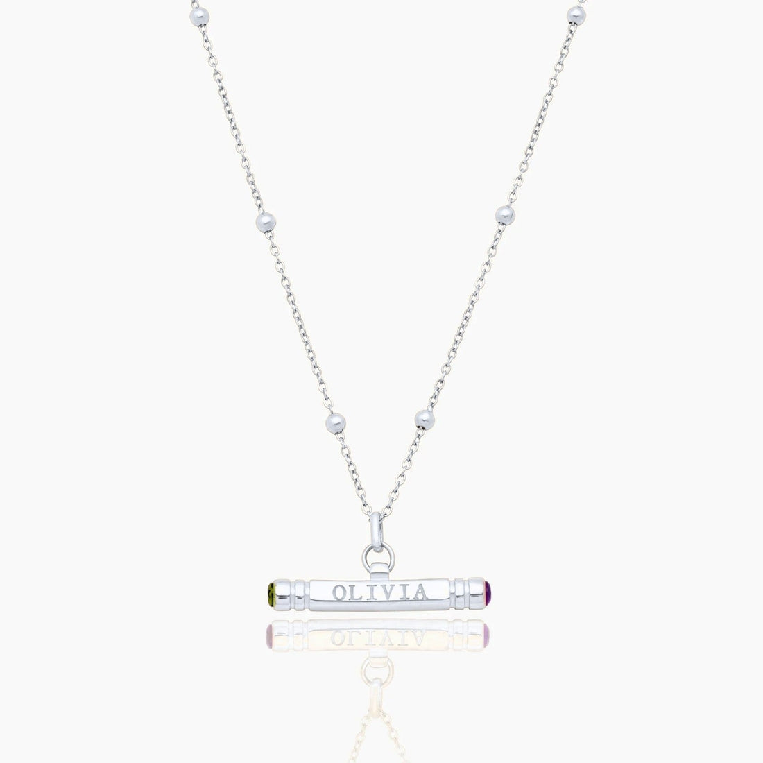 Personalized T-Bar Necklace with Name and Birthstone