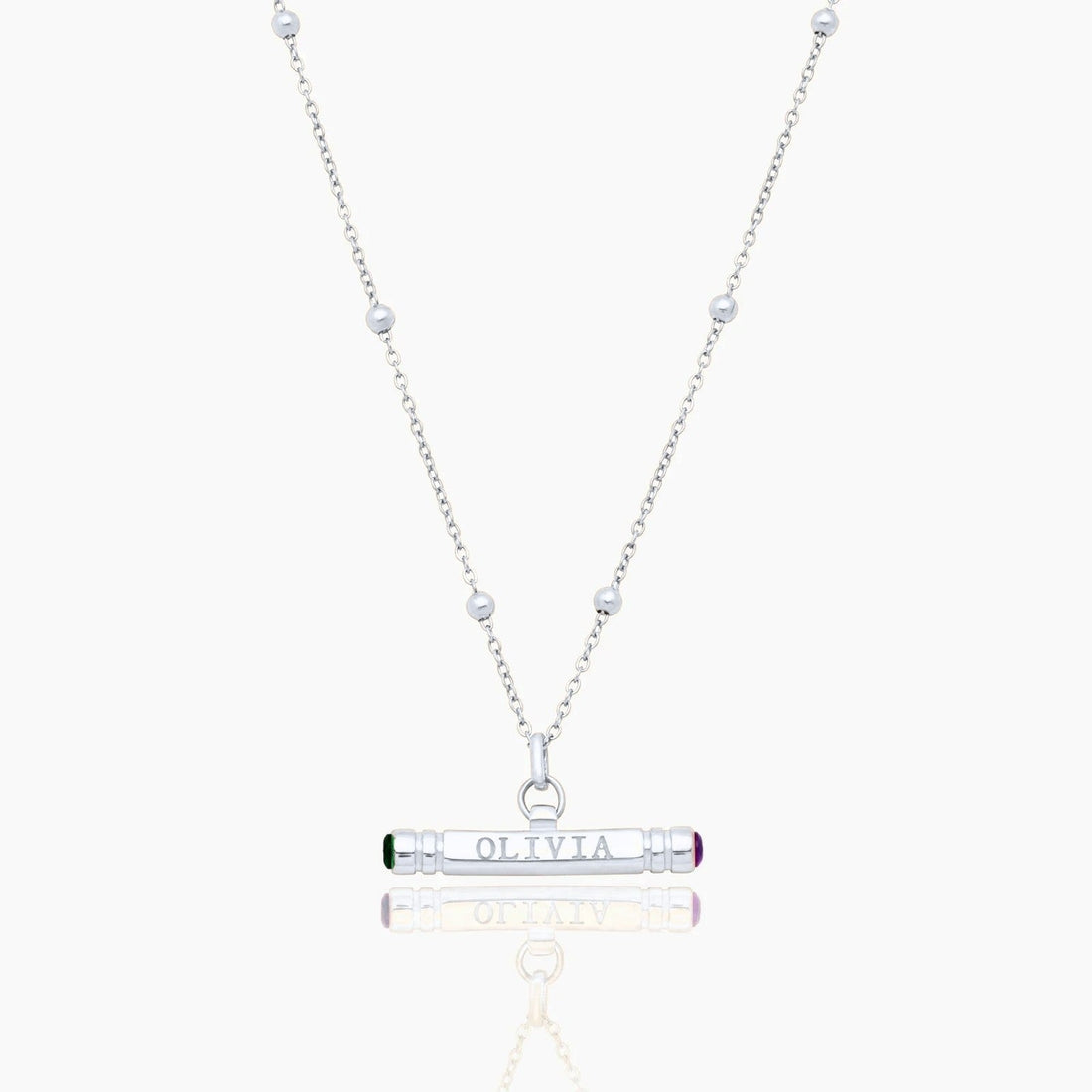 Personalized T-Bar Necklace with Name and Birthstone