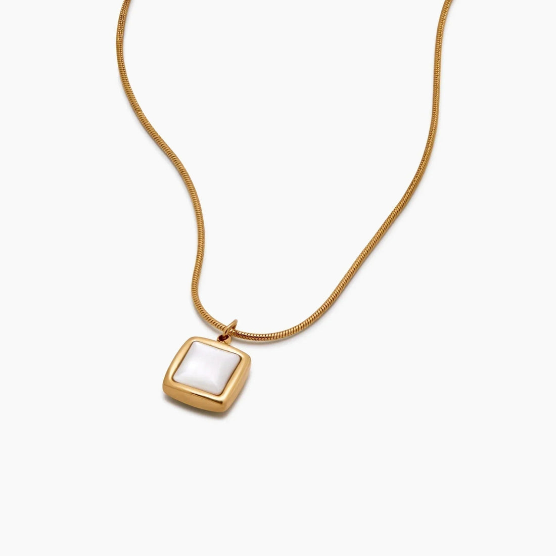 Square Mother-of-Pearl Pendant Necklace