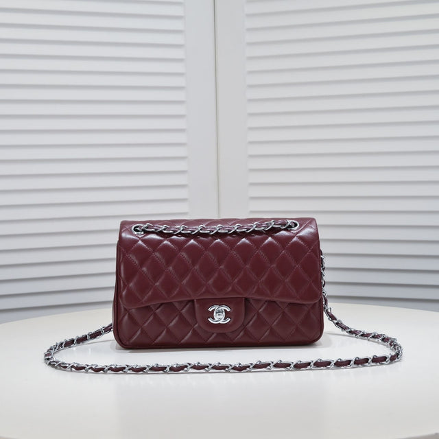 Quilted Flap Bag - Dark Red