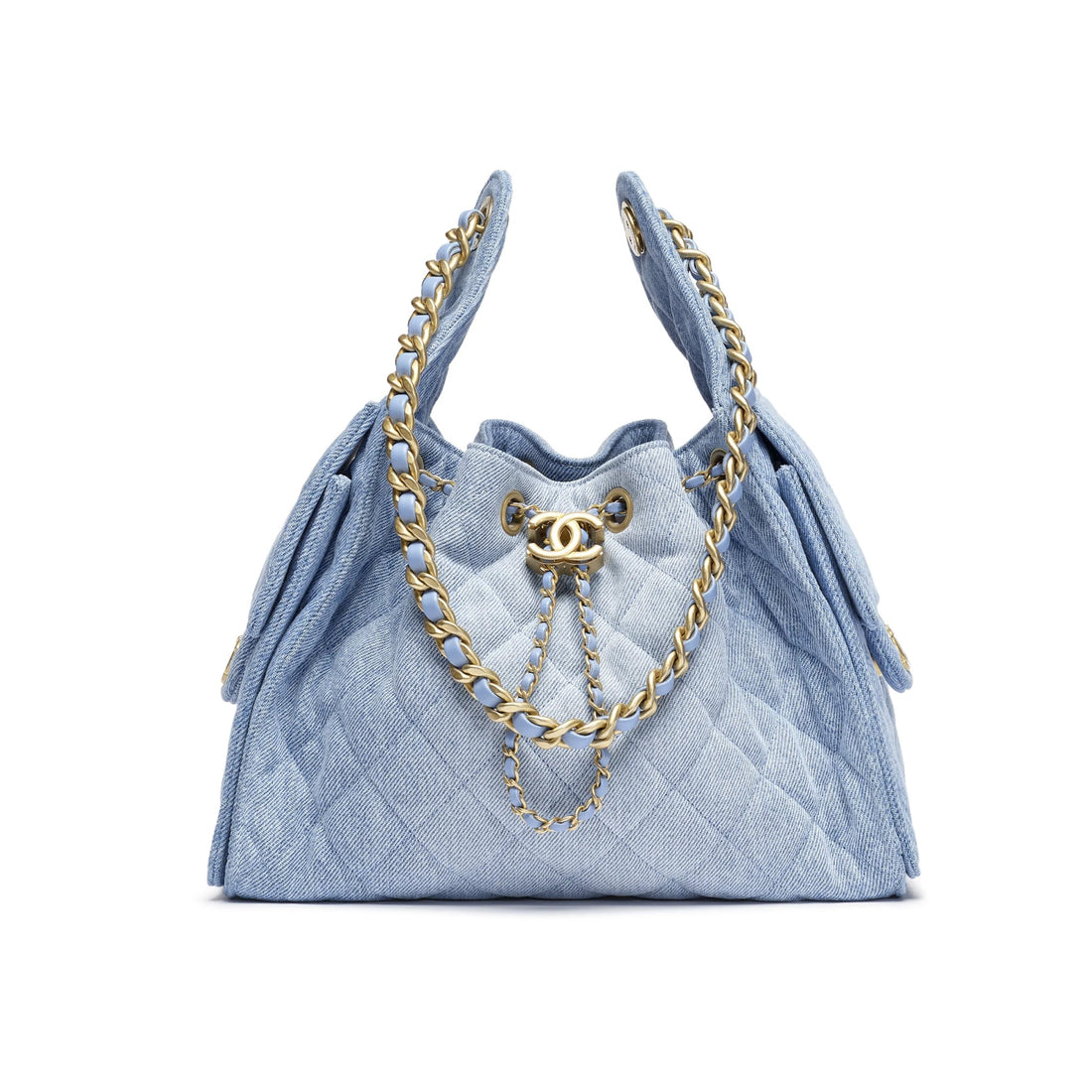 Quilted Drawstring Bag - Denim