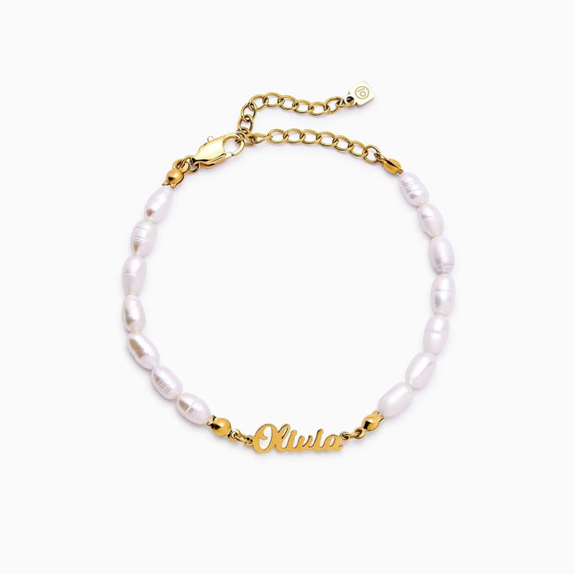 Name Bracelet with Freshwater Pearls