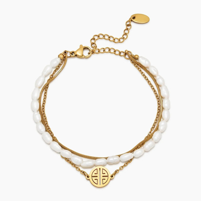 Sunshine Layered Pearl and Gold Bracelet