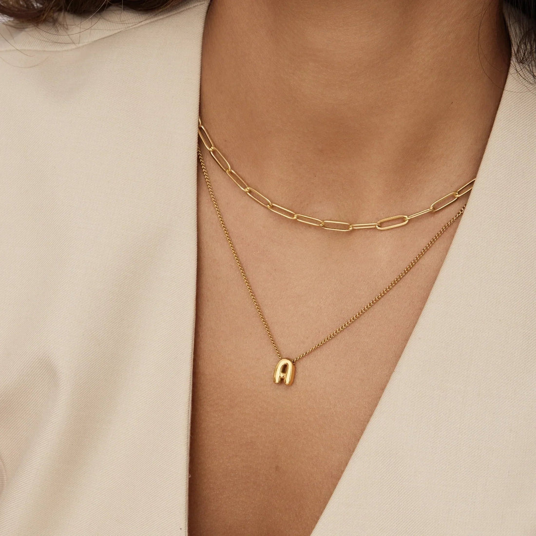 Necklace with Bubble Initial Charm