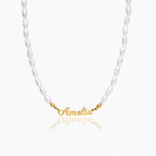 Personalized Name Necklace with Pearls