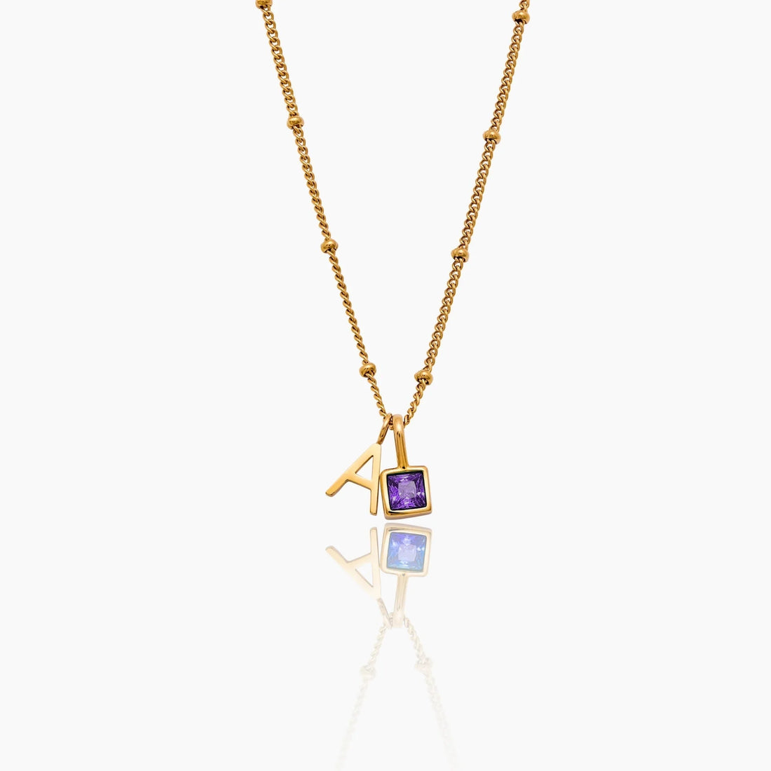 Initial Necklace with Gemstone