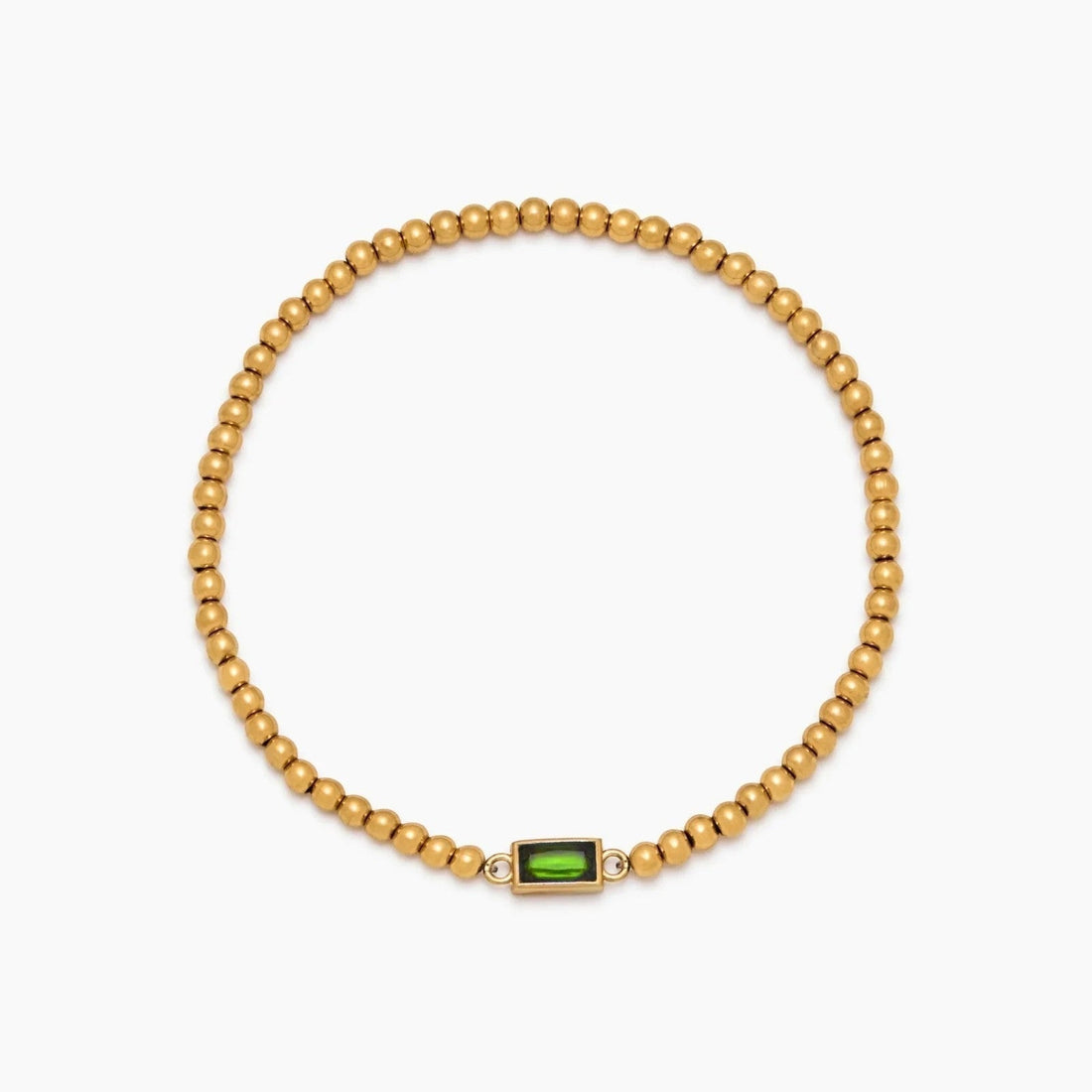 Gold Beaded Bracelet with Birthstone