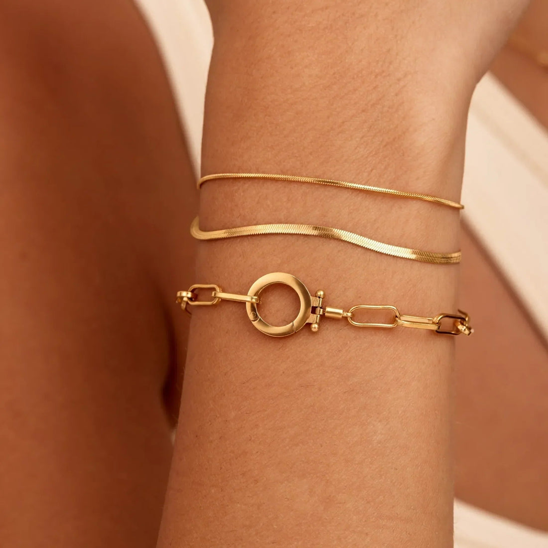 Layered Double Snake Chain Bracelet