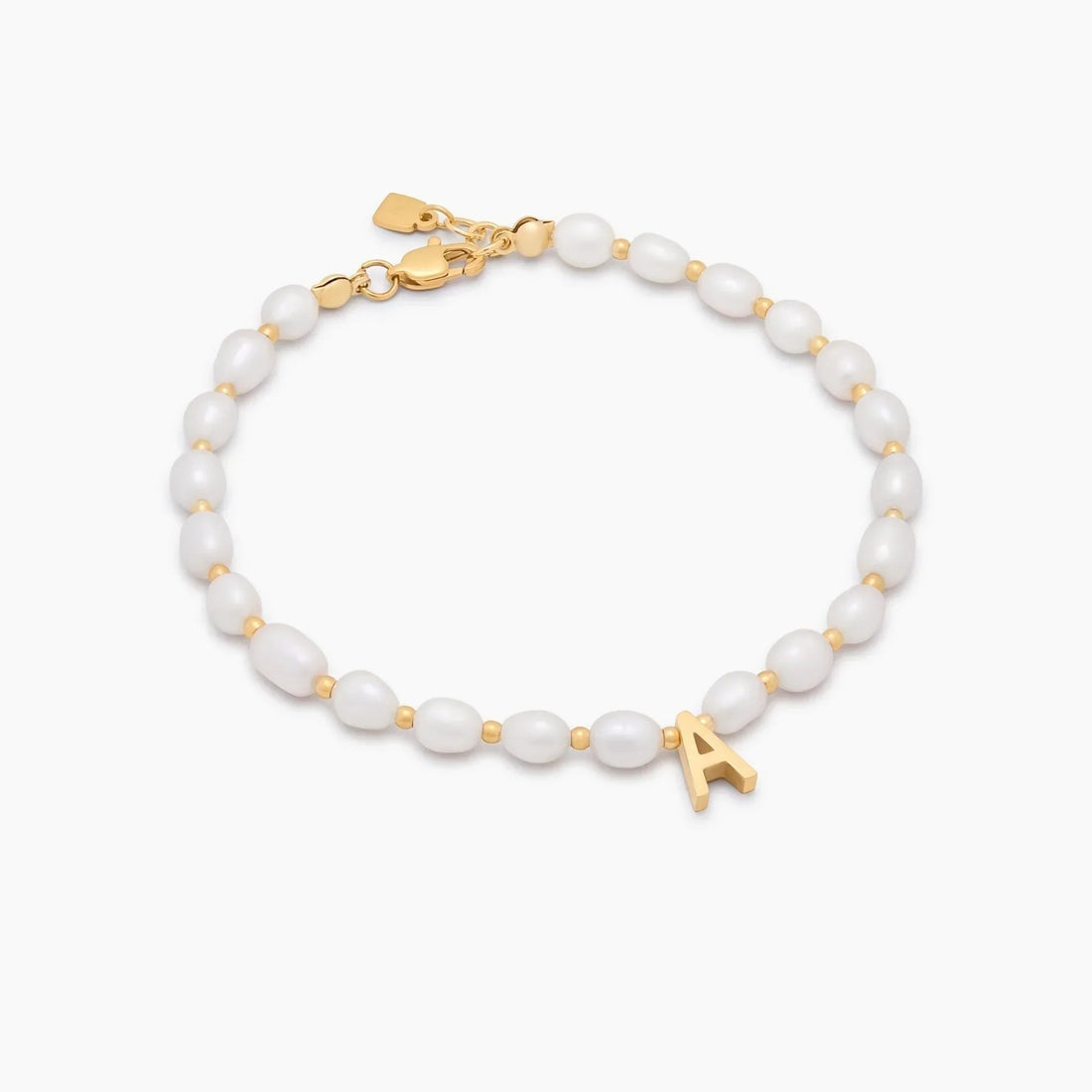 Pearl Bracelet with Initial Charm