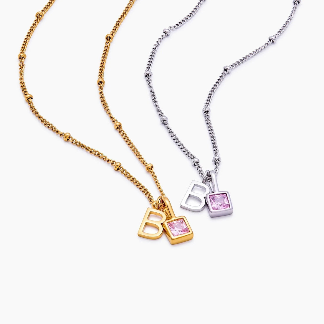 Initial Necklace with Gemstone