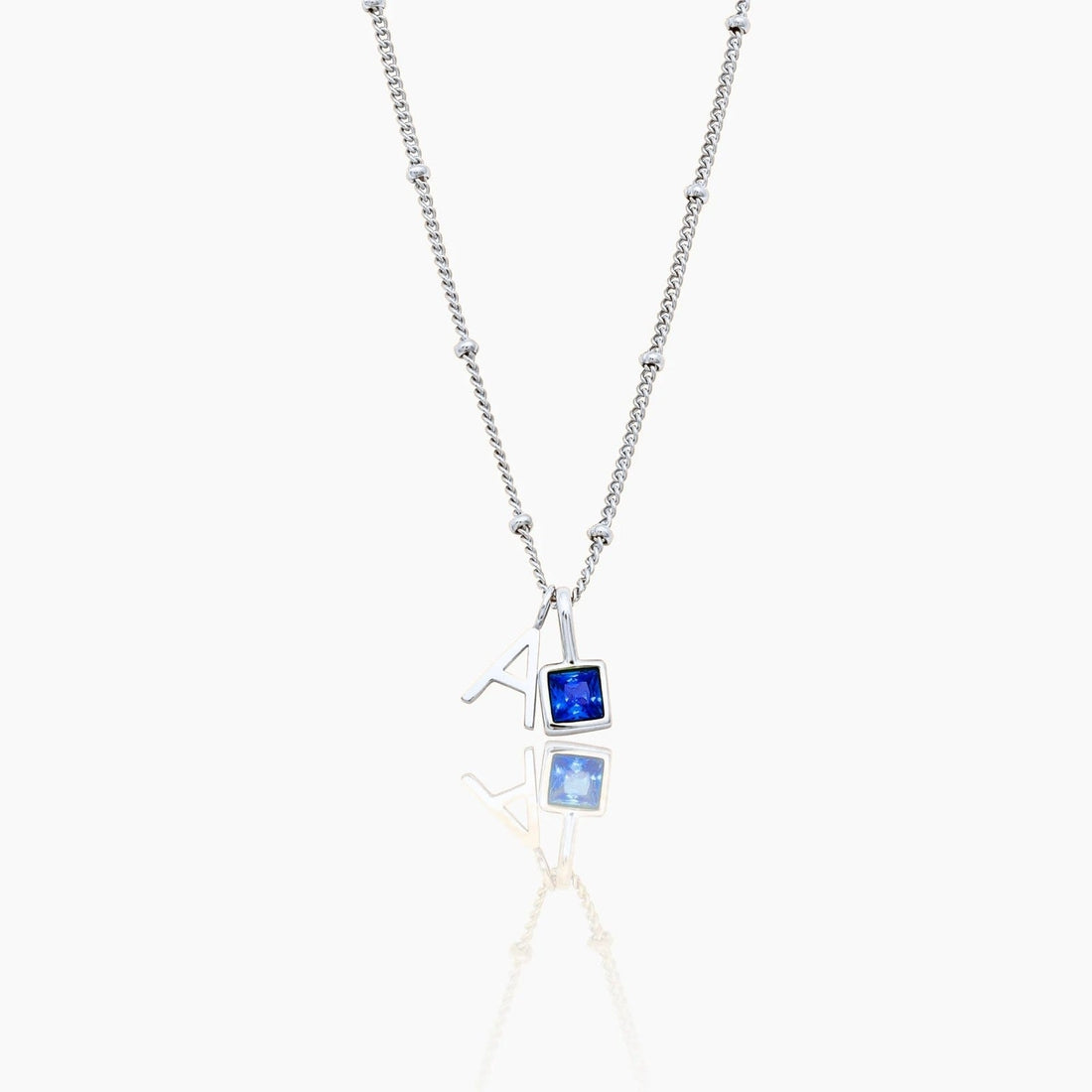 Initial Necklace with Gemstone