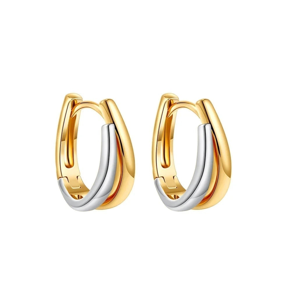 Two-Tone Double Huggie Earrings