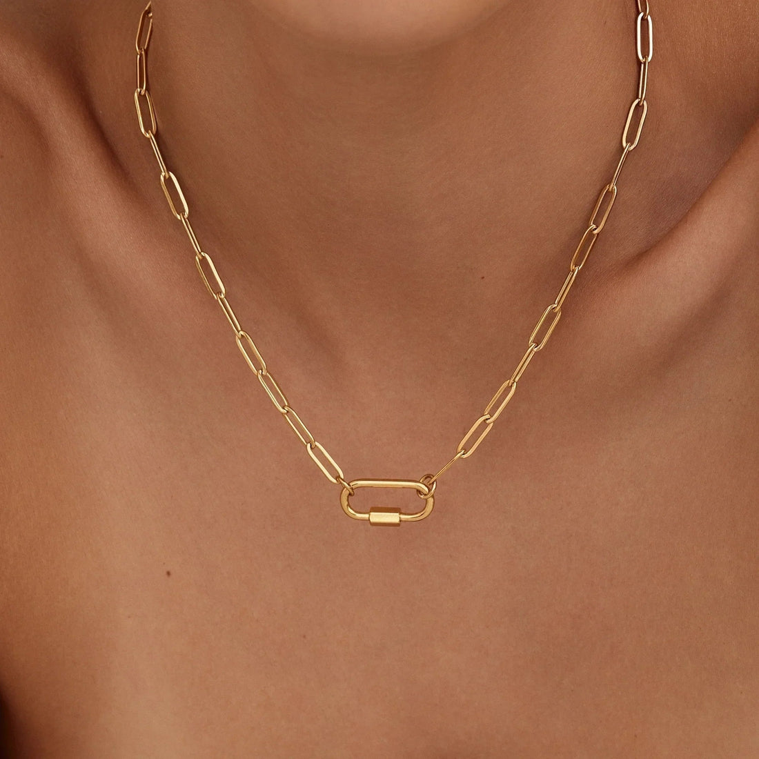 Necklace with Charm Carabiner Clasp