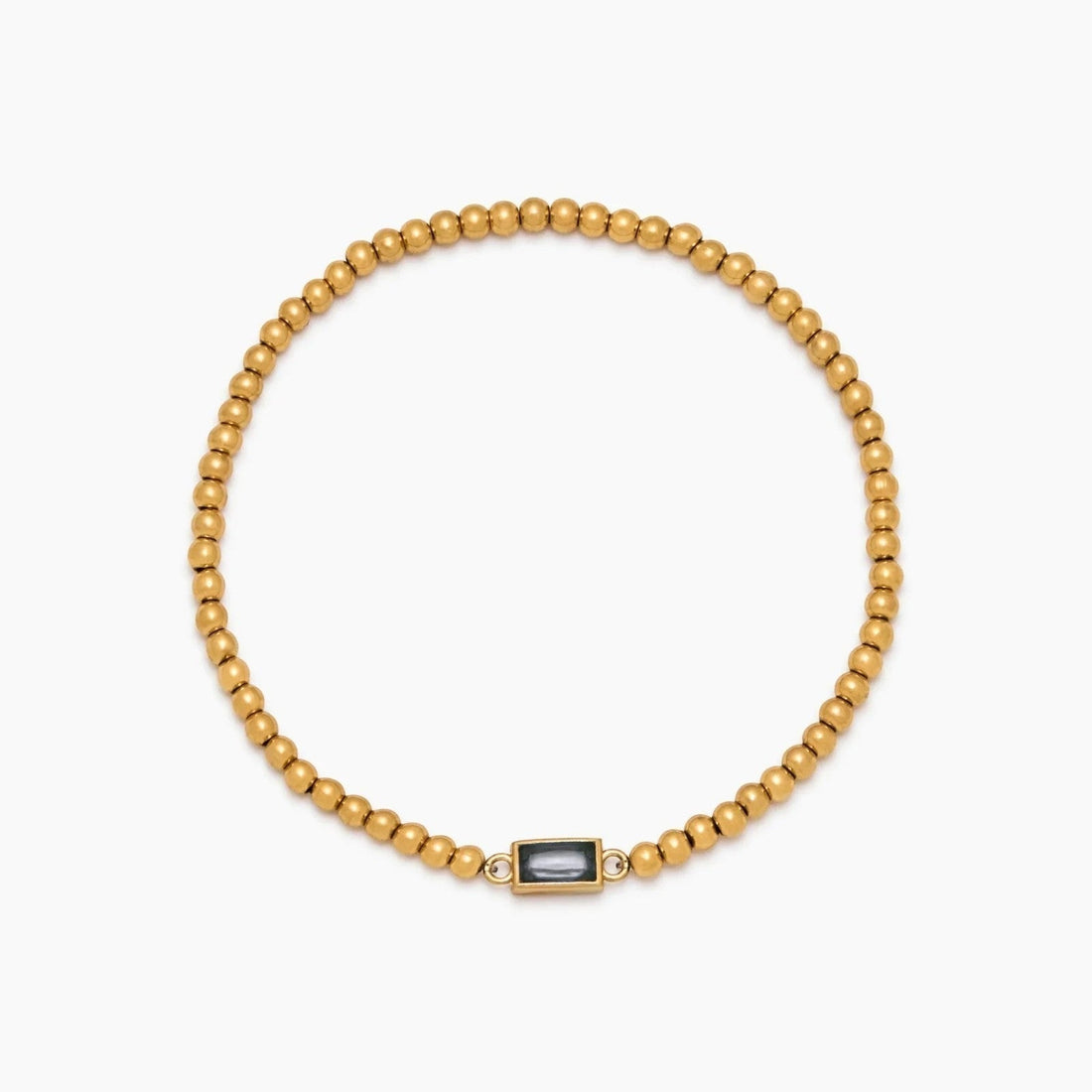 Gold Beaded Bracelet with Birthstone