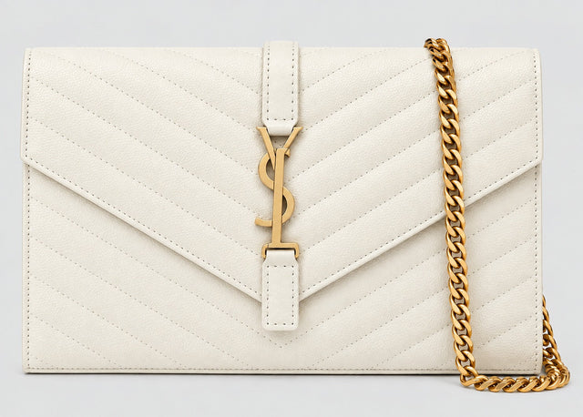 Quilted Envelope Chain Bag - White